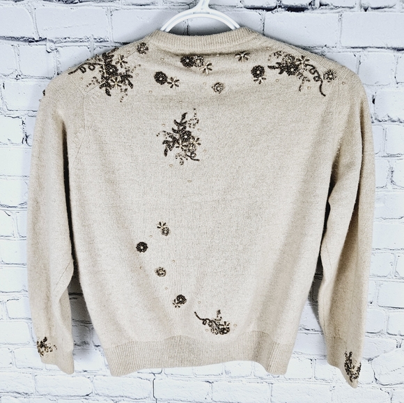 DRUMLANRIG | vintage Scottish 100% pure cashmere beaded lined cardigan - Picture 6 of 9